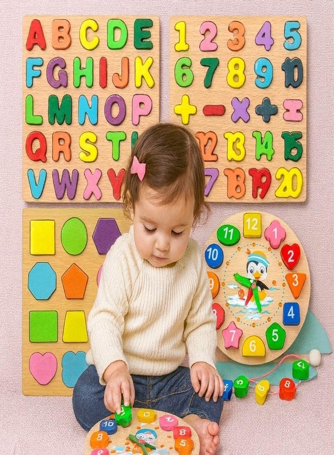Dec Kitchenpro Montessori Wooden Puzzle Board for Toddlers | ABC Alphabet, Numbers | Toys | Educational Wooden Puzzle Set for Kids & Preschoolers Educational Toys for Brain Development (Model 1) - Image 2